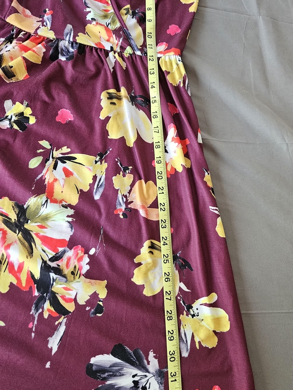Floral Tie-Shoulder Wrap Dress in Wine - Picture 10 of 11